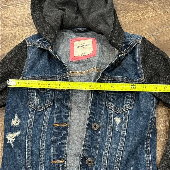 Abercrombie Denim and Black Hooded Kids Jacket - Picture 4 of 7